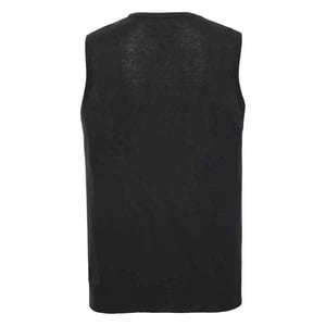 Russell Collection Heren Gebreid V Hals Mouwloos Sweatshirt (Zwart)