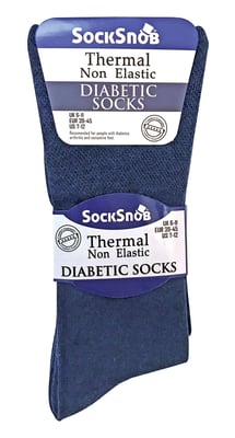 Set van 3 sokken zonder elastiek thermo diabetische sokken voor heren - Blauw