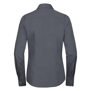 Russell Collectie Dames/Dames Lange Mouwen Poly-Katoen Gemakkelijk Onderhoud Gepaste Poplin Shirt (Konvooi Grijs)