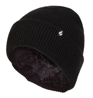 Heat Holders - Gevoerde geribbelde omzethoed voor dames - Zwart