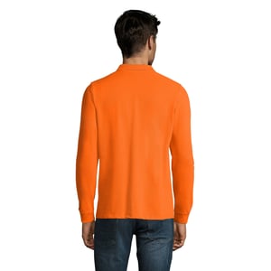 SOLS Heren Perfect Effen Piqué Poloshirt met Lange Mouwen (Oranje)