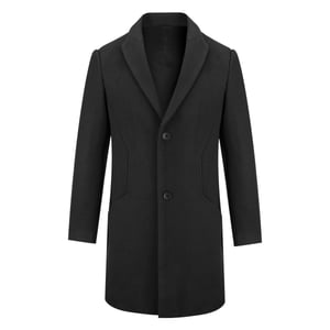 Heren lange slim fit winter warme zakelijke wollen jas zwart