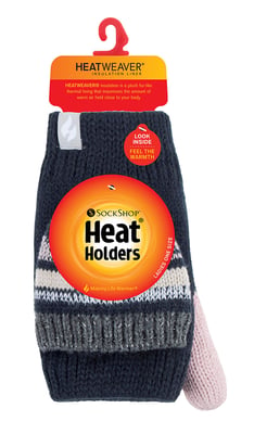 Heat Holders - Thermisch gebreide convertorhandschoen voor dames - Blauw / Roze