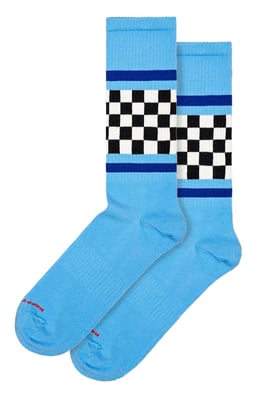 Gecontroleerde Streep Sokken | Happy Socks | Nieuwe Ruiten Gevlekte Sokken | Grappige Cadeausokken - Blauw