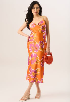 Midi-jurk met bloemenprint en col