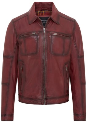 Heren Rood Klassiek Leren Bikerjack - Bettles