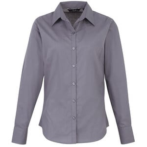 Premier Dames/Dames Popeline Blouse met Lange Mouwen (Staal)