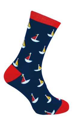 Mr Heron bamboesokken met nieuw patroon voor heren - Boten (Marine)