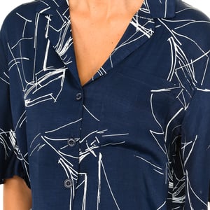 Damesblouse met korte mouwen en reverskraag W4010021A
