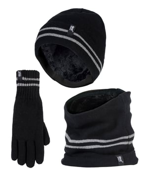Heat Holders - Heren Hi Vis Hoed, Nekwarmers & Handschoenen Set - Zwart