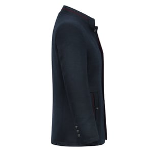 Heren korte slim fit jas met opstaande kraag Business Casual wollen overjas blauw