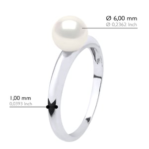 Ring - Wit Goud - Echte Cultuurzoetwaterparel Rond 6-7 mm