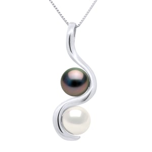 YOU AND ME hanger Tahitian gekweekte parels en Zoetwater 89mm White Gold Ronde