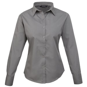 Premier Dames/Dames Popeline Blouse met Lange Mouwen (Donkergrijs)