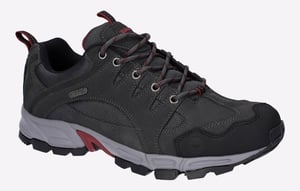 Hi-Tec Auckland Lite Lederen Heren Wandelschoenen In Grafietgrijs/Donkerrood
