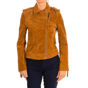 Leren damesjack met korte lange mouwen 9066