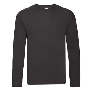 Fruit of the Loom Heren Origineel Effen T-shirt met lange mouwen (Zwart)