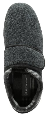 Klitteband Slippers voor Mannen | Dunlop | Geheugenfoam | Orthopedisch | Gemakkelijk Sluiten | Huis Slaapkamer Binnen - Charcoal