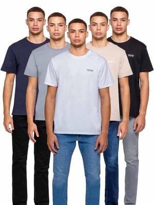 Kruze 5 Pack Heren Crew Neck T-Shirt - Assorti