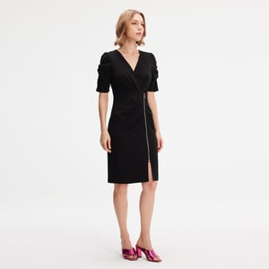 Jersey -jurk met zipzijde