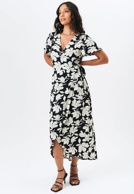 Bloemenprint Wikkel Midi Jurk