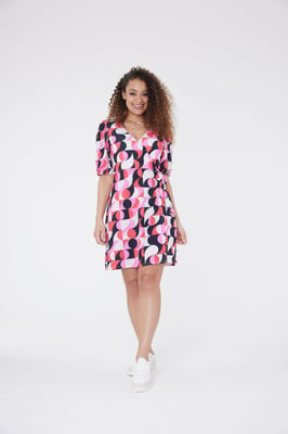 Geometrische jurk - Roze mix