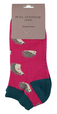 Miss Sparrow - Dames Bamboe Trainer Sokken - Hedgehogs (Hete Roze)