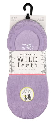 Wildfeet - Dames 2 Paar Zachte Ped Sokken - Bamboe No Show Sokken - Lila / Grijs