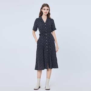 Retro print shirt-jurk