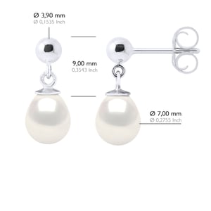Oorbellen in Wit Goud en Echte Cultuurzoetwaterparels Parel 7-8 mm