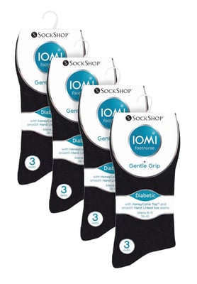 IOMI - 12 paar Gentle Grip Top Diabetische Sokken - Zwart