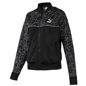 Puma Dames Classics Sweat Jacket AOP Zip Up Track Top Zwart 595216 01