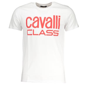 Cavalli Class Dapper Rood Logo Witte T-Shirt