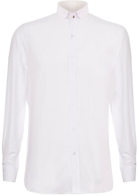 Heren Peaky Blinders afneembare kraag Nehru wit kraagloos shirt