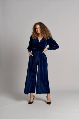 Ava jumpsuit van fluweel - Blauw