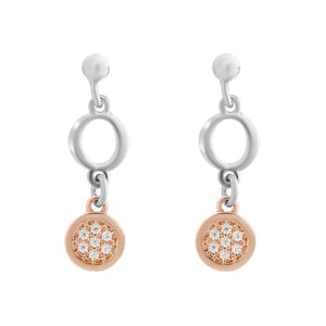 Orphelia 'Maite' Dames 925 Sterling Zilveren Dangle Oorbellen - Zilver/Roze ZO-7376