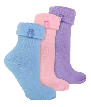 THMO - 3 Paar Dames Pantoffel Sokken met Antislip Grips | Bed Sokken - Diverse
