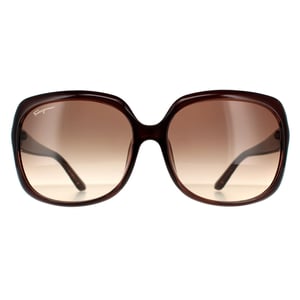 Salvatore Ferragamo Rechthoekige Dames Bruine Gradient Zonnebril