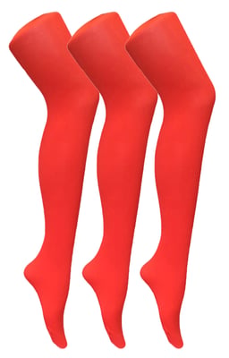 3 paar dames gekleurde ondoorzichtige 80 denier panty's - Vuur Rood