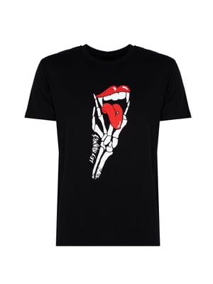 Les Hommes T-Shirt Tongue Prank Mannen zwart