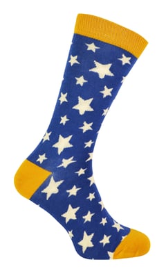 Mr Heron bamboesokken met nieuw patroon voor heren - Sterren (Marine)