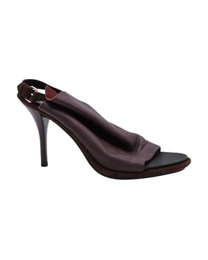 Balenciaga Open Toe Slingback Mules in Bordeaux Leer