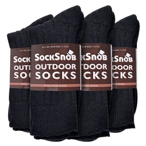 Sock Snob - 12 paar wollen laarzensokken voor heren - Zwart