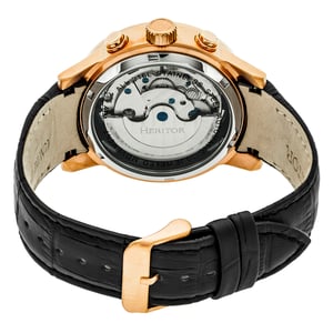 Heritor automatisch Hannibal semi-skelet lederen band horloge