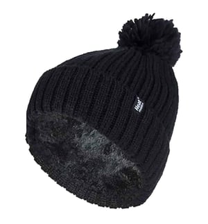 Heat Holders - Thermische Pom Pom Bobble-hoed voor dames - Zwart