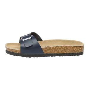 EVER AU Dames Swan Leather Easy Slip-On Sandalen - Navy Leer