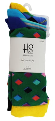 HS by Happy Socks - Heren 3-Pack Foute Fun Kousen - Diamant (Groen)