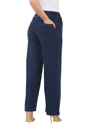 MYT Womens Elasticated High Waist Wide Leg Jeans in Blue