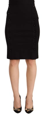 GF Ferre Zwarte damesrok met hoge taille en viscose knielange kokerrok
