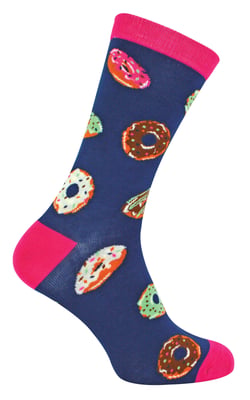 Mr Heron bamboesokken met nieuw patroon voor heren - Donuts (Marine)